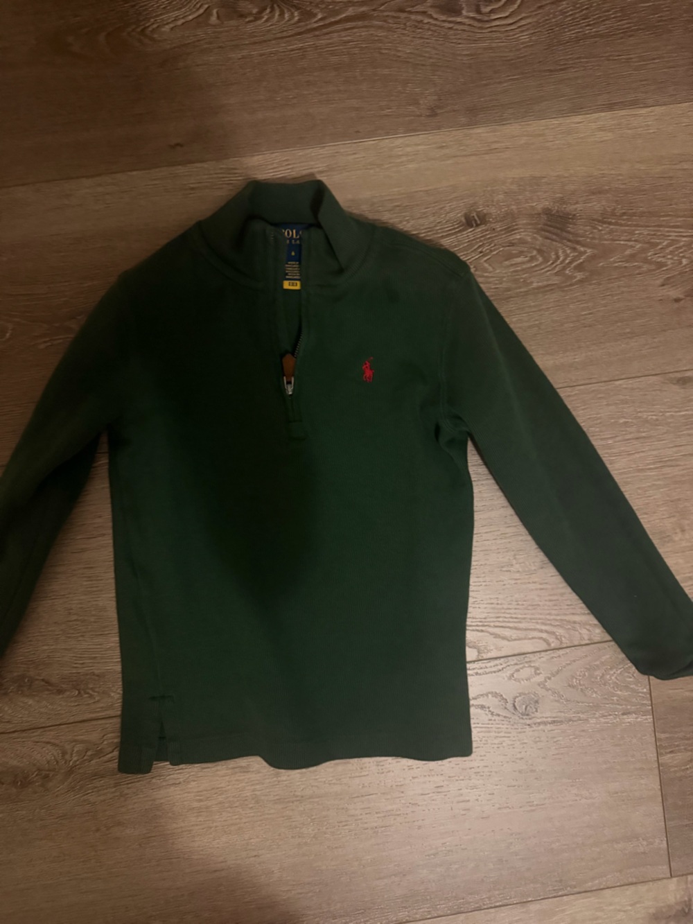 Polo by Ralph Lauren Forest Green Half-Zip Sweater with Red Pony